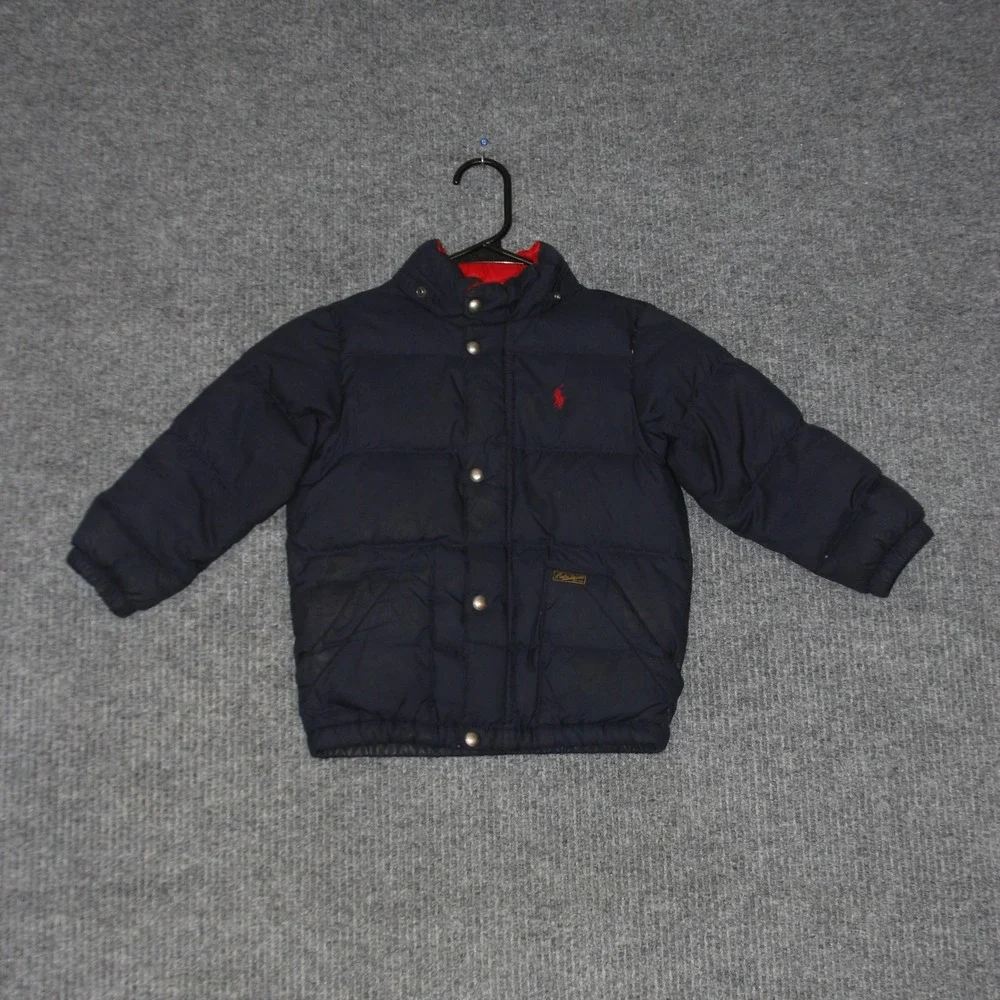 Polo Ralph Lauren Down Puffer Jacket Kids Size 4T Navy Red Lined‎